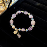 Romantic Rose Quartz cattle dog pig lucky stone bracelet -S199PU
